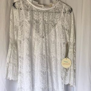 White Lace Bell Sleeve Dress